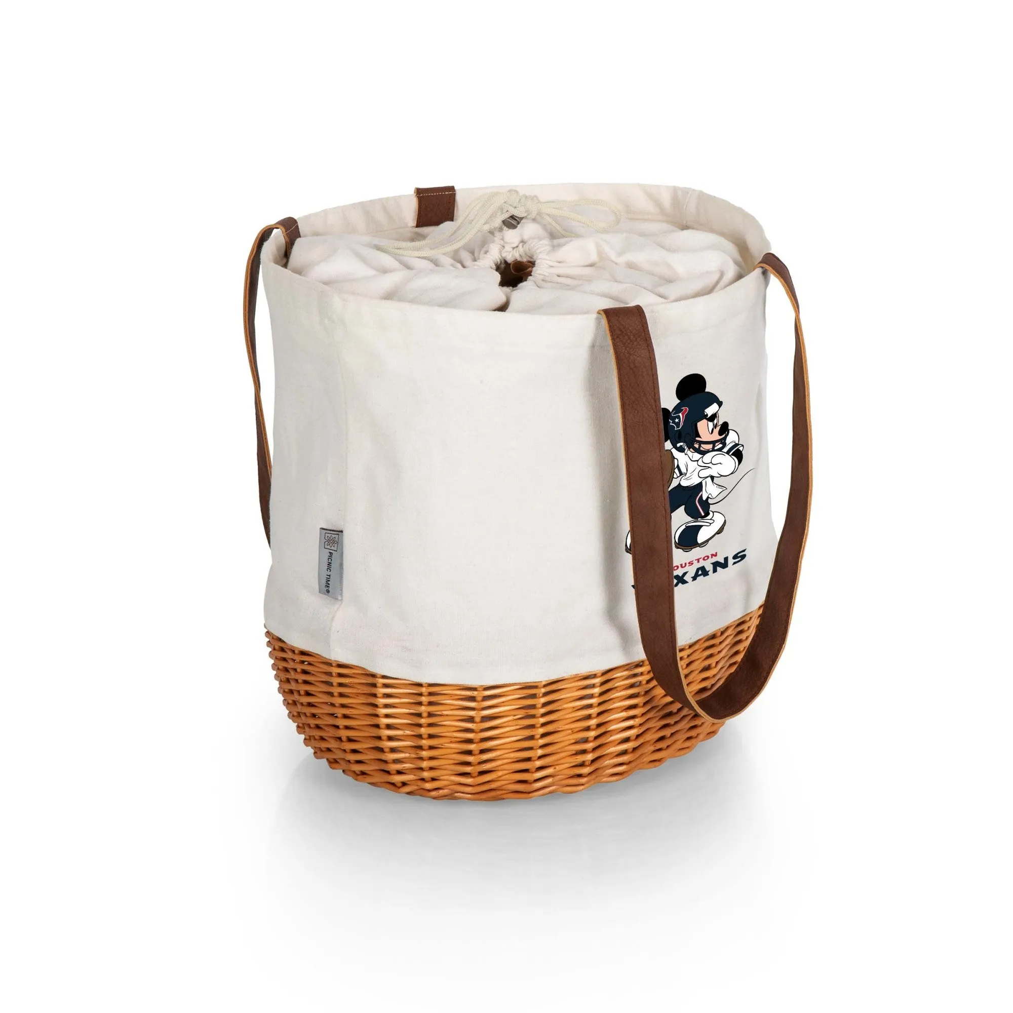 Houston Texans Mickey Mouse - Coronado Canvas and Willow Basket Tote