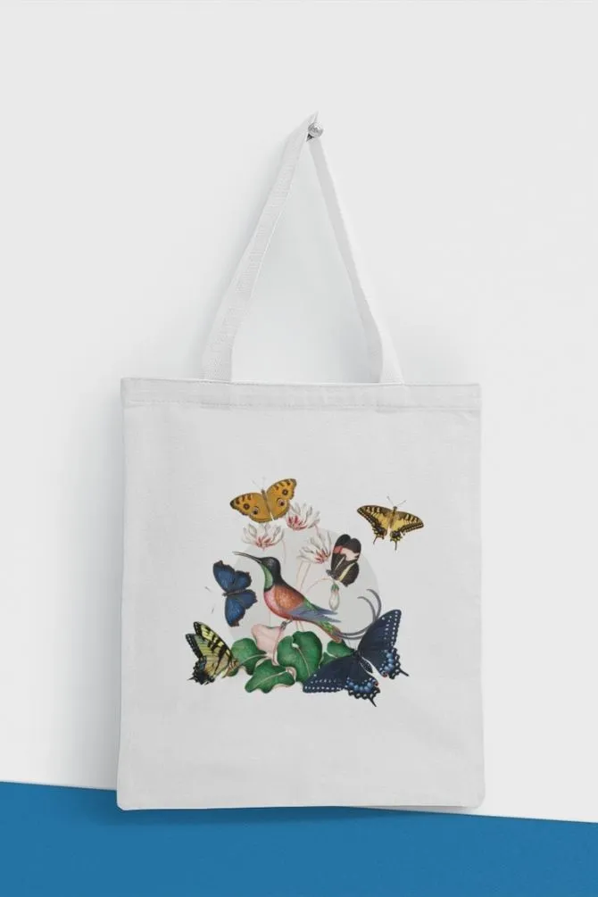 Humming Bird And Butterflies Zipper Tote Bag