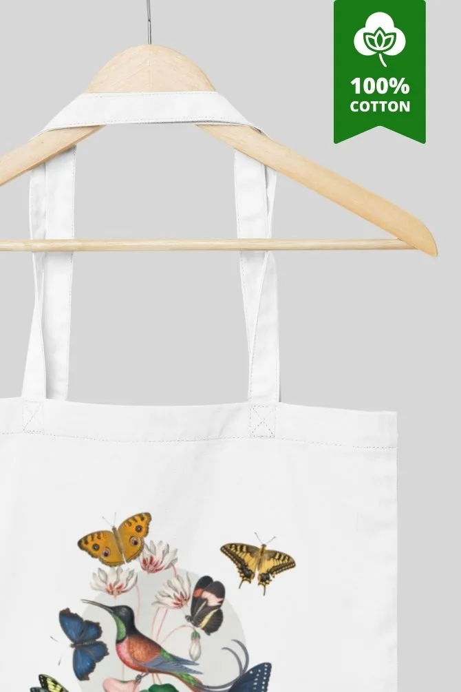 Humming Bird And Butterflies Zipper Tote Bag