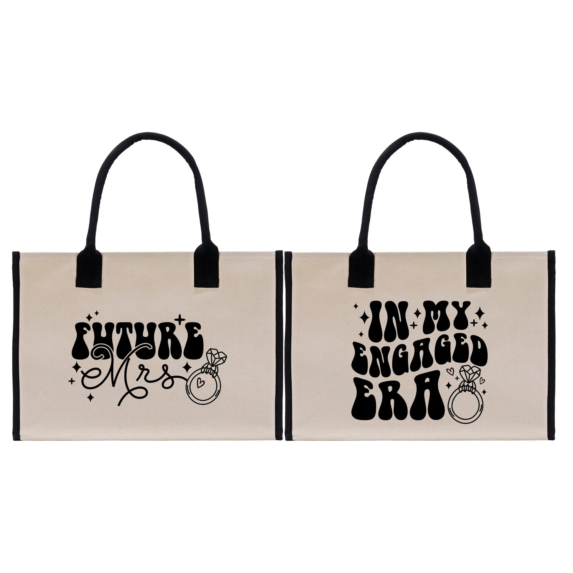 In My Engaged Era Future Mrs Cotton Canvas Tote Bag Engagement Gift for Her Bride To Be Gift Tote Bag Newly Engaged Tote Bag (EET1001)