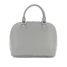 Italian Designer Soft Leather Bowling Bag - Swolit Bria Grey