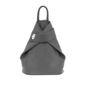 Italian Designer Soft Leather Folding Backpack -Multiuso - Dark Grey