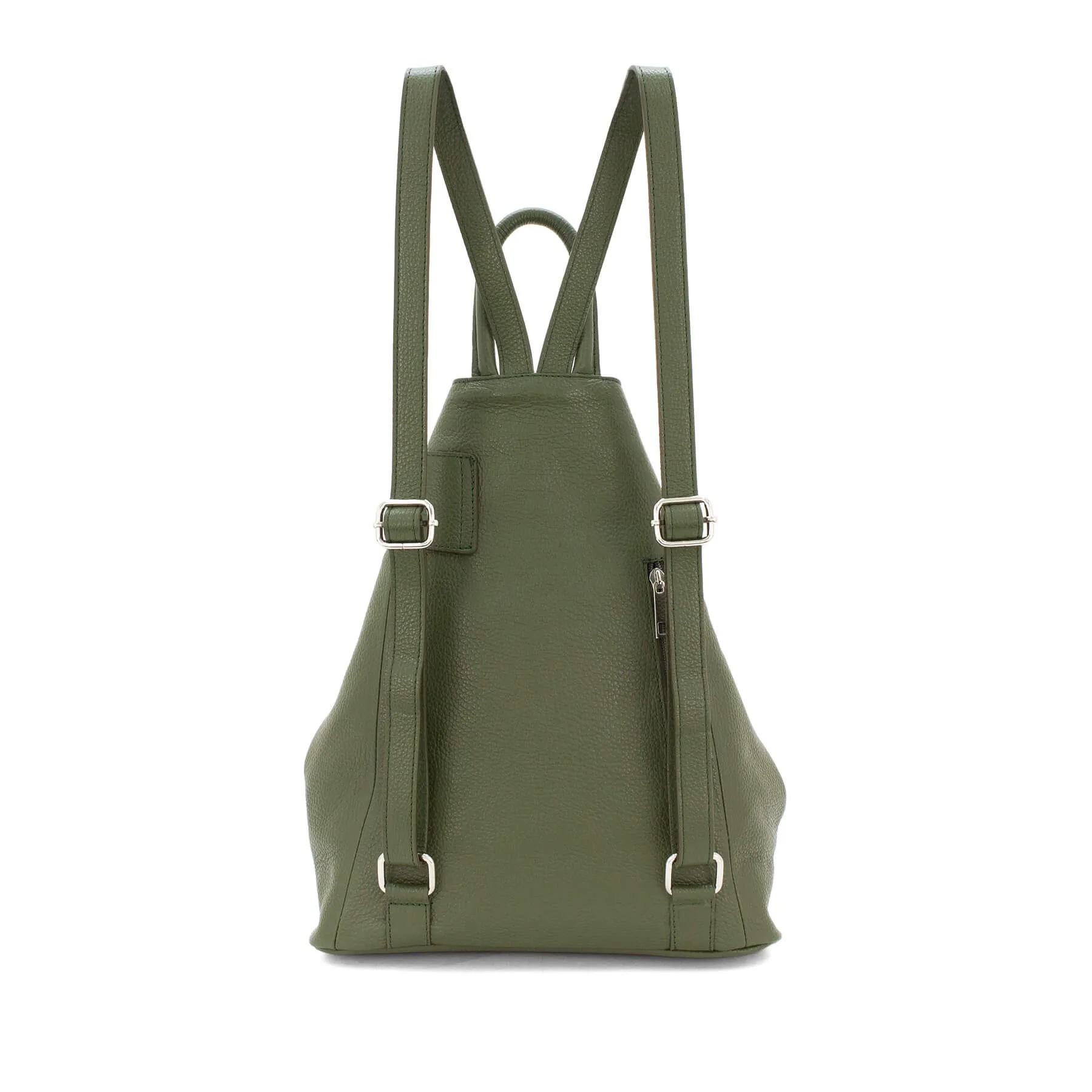 Italian Designer Soft Leather Folding Backpack -Multiuso - Dark Grey