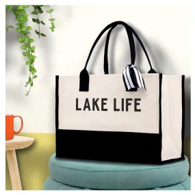 Lake Life Tote Bag - Large Chic Tote Bag - Gift for Her - Girls Weekend Tote - Weekender Bag - Weekend Tote - Boat Bag - Lake Life Gift