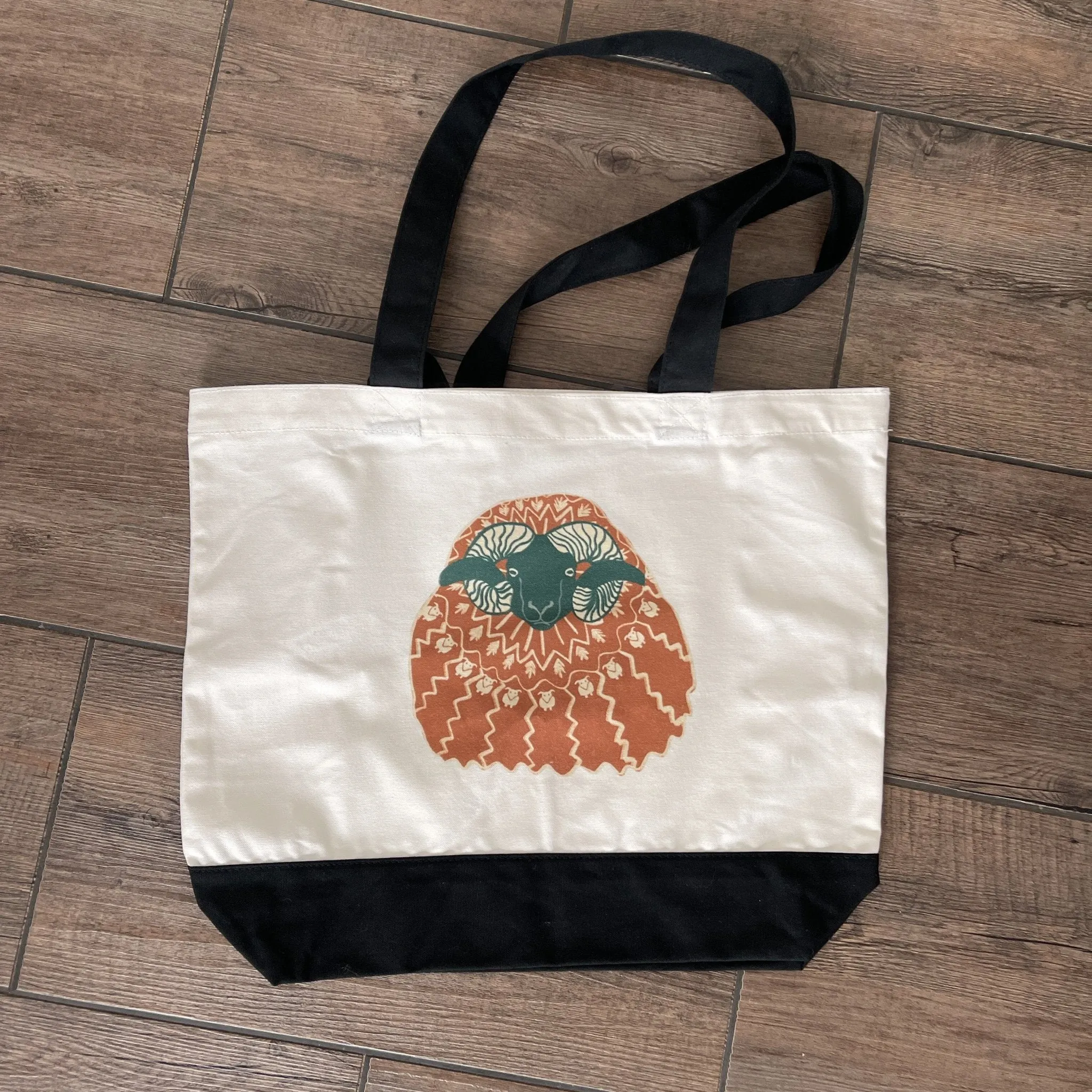 Large Cotton Tote Icelandic Ram in Icelandic Sweater Graphic Bag