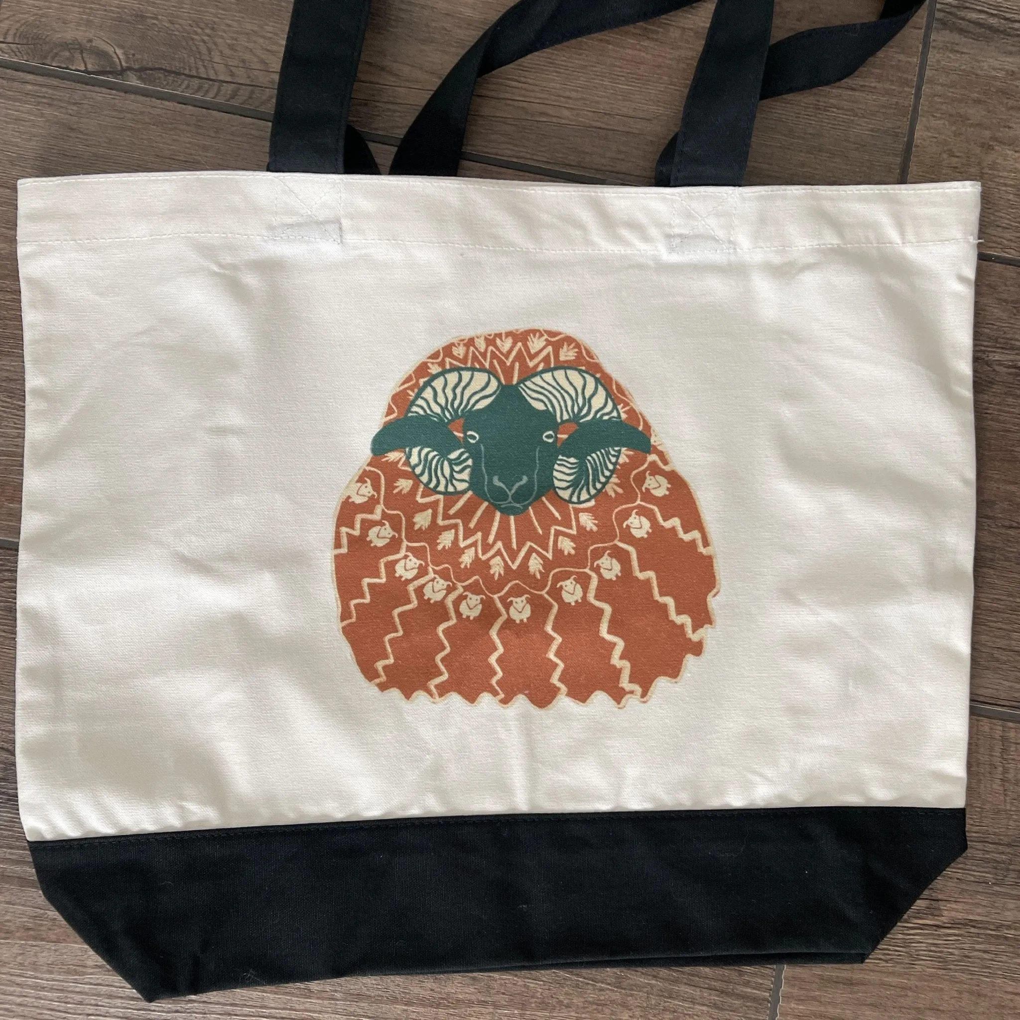 Large Cotton Tote Icelandic Ram in Icelandic Sweater Graphic Bag