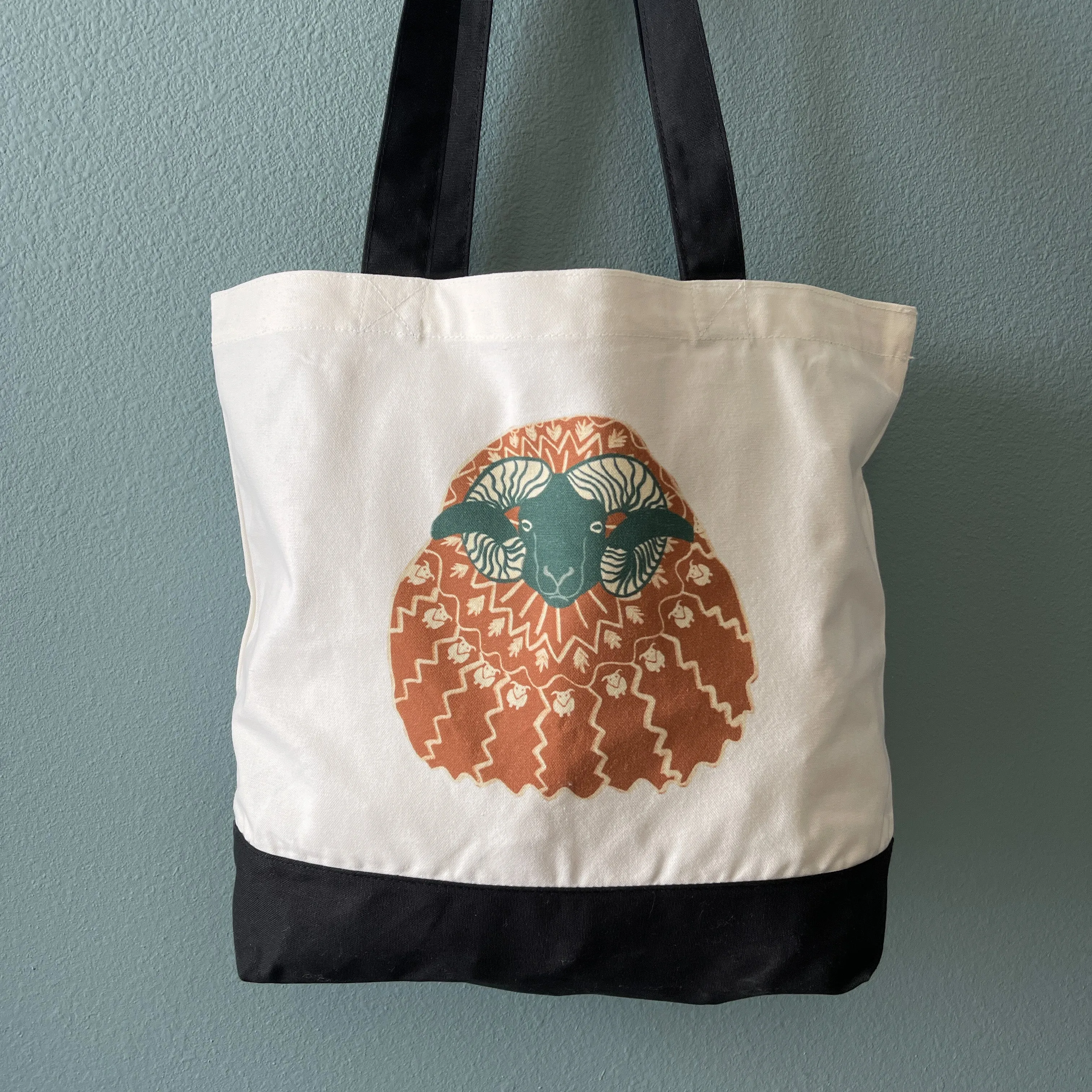 Large Cotton Tote Icelandic Ram in Icelandic Sweater Graphic Bag