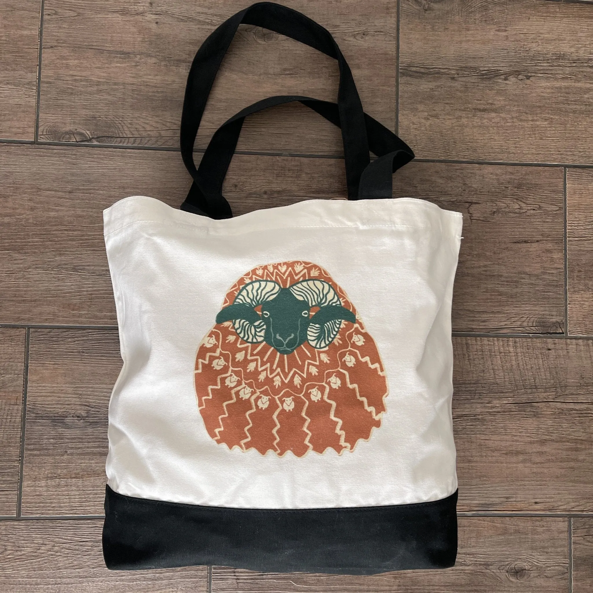 Large Cotton Tote Icelandic Ram in Icelandic Sweater Graphic Bag