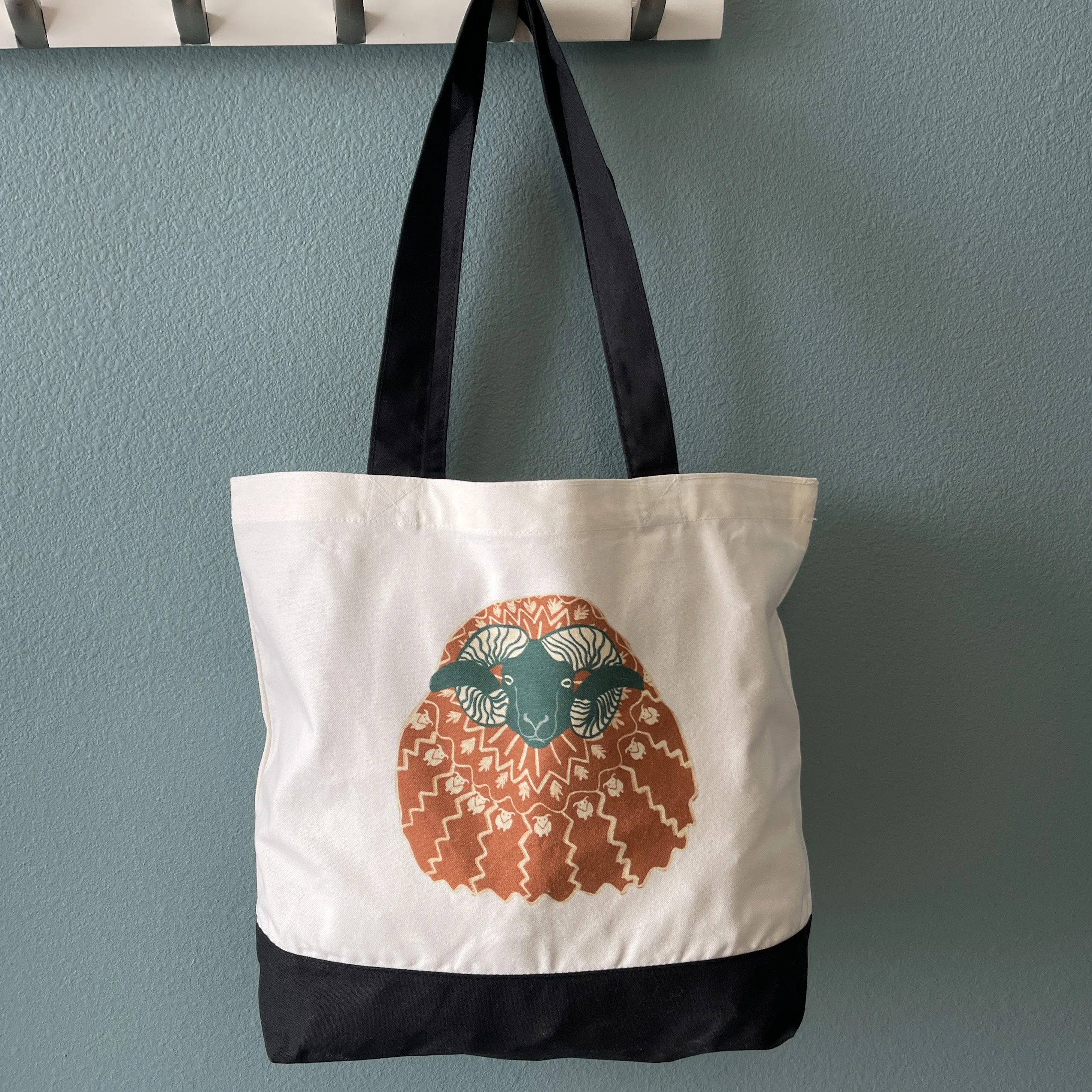 Large Cotton Tote Icelandic Ram in Icelandic Sweater Graphic Bag