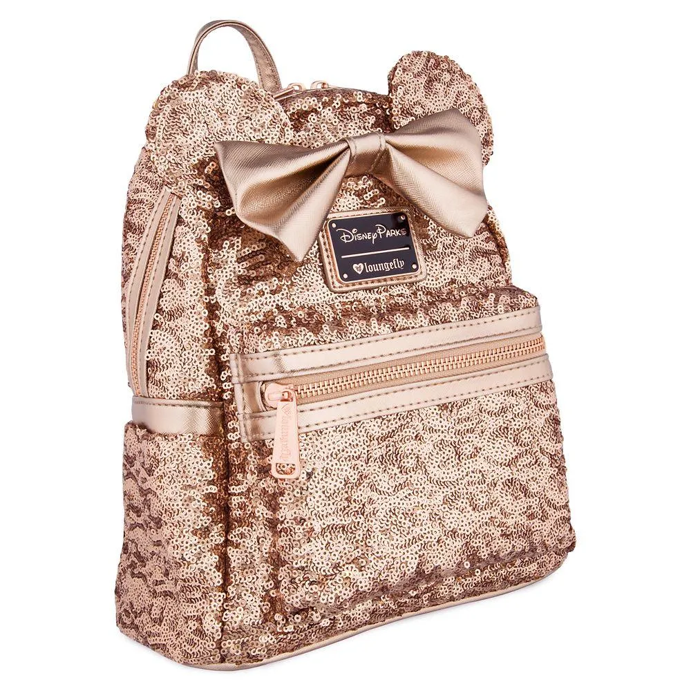Loungefly x Disney Parks Minnie Mouse Rose Gold Sequined Mini Backpack