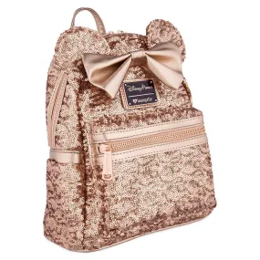 Loungefly x Disney Parks Minnie Mouse Rose Gold Sequined Mini Backpack