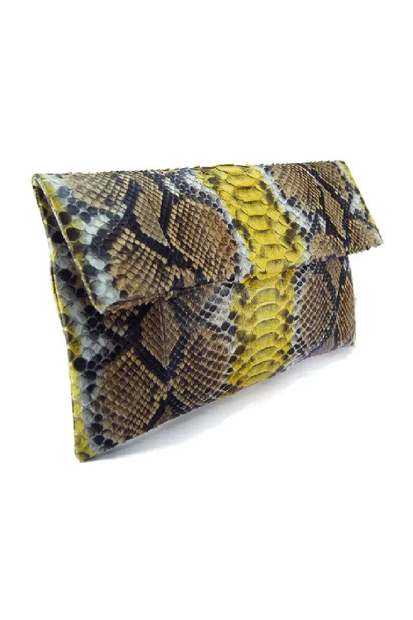 Mandalay Brown Yellow Motif Foldover Clutch