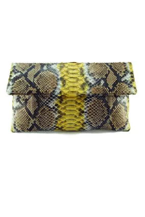 Mandalay Brown Yellow Motif Foldover Clutch