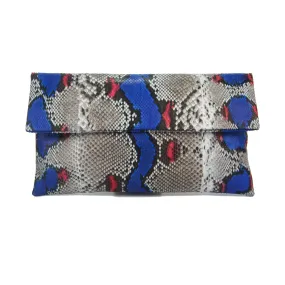 Mandalay Cobalt Scarlet Motif Foldover Clutch