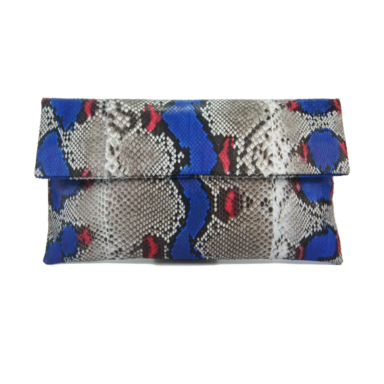 Mandalay Cobalt Scarlet Motif Foldover Clutch