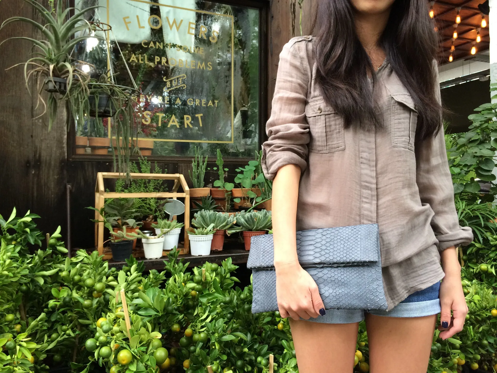 Mandalay Grey Foldover Clutch