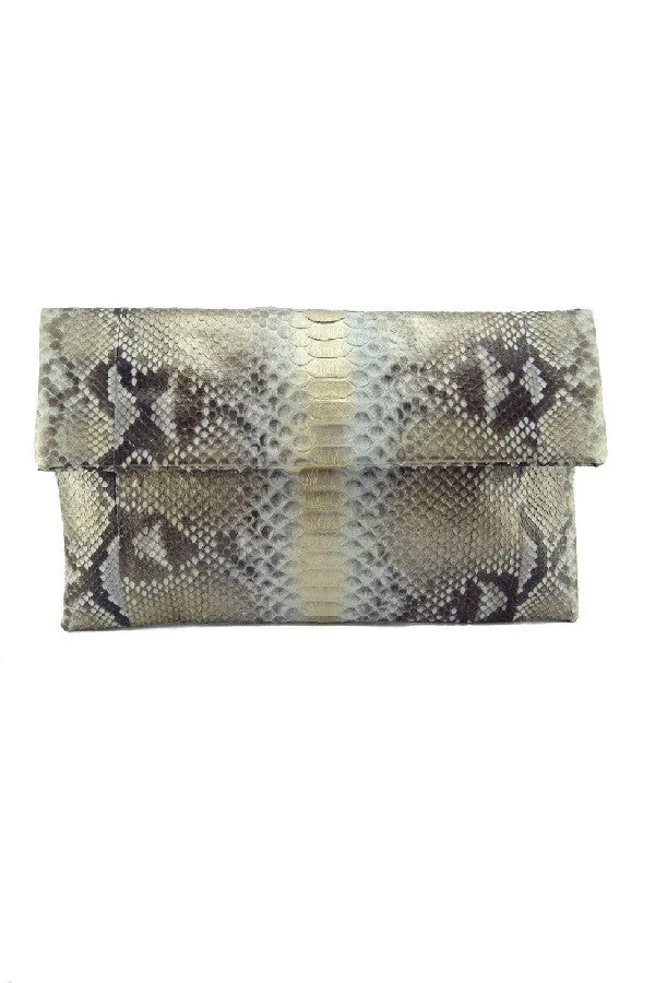 Mandalay Silver Gold Motif Foldover Clutch