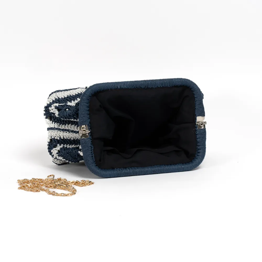 Marine Color Raffia Clutch