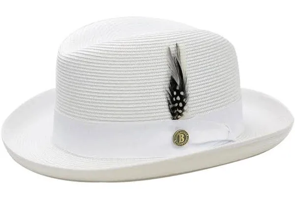 Men's white casual dress summer straw hats by bruno calpelo