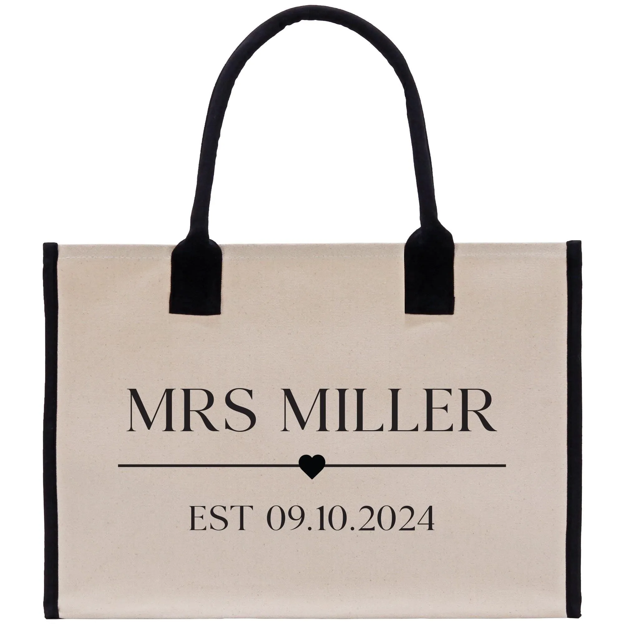 Mrs. Last Name Est Year Tote Bag Personalized Date Wedding Gift Tote Bridal Shower Gift Honeymoon Gift Customized Bridesmaid Gift (MRST1002)