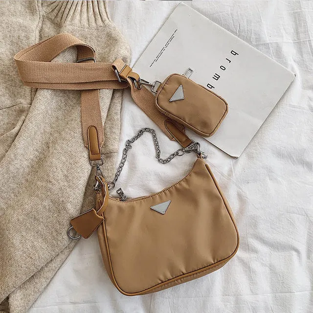 Nylon Crossbody Bag With Mini Pocket