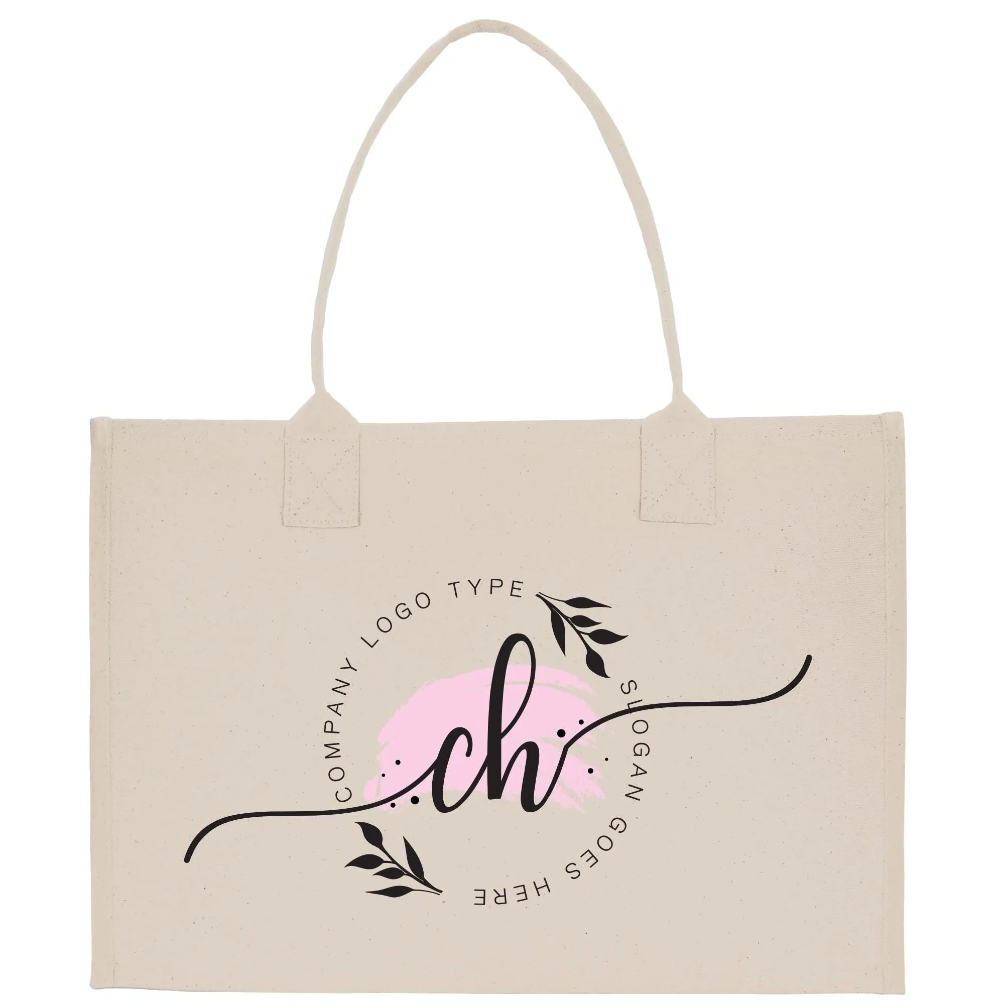 Personalization Initials Company Name Slogan Custom 100% Cotton Canvas Chic Tote Bag for Bridesmaid Anniversary Wedding Day (SDTB1003)