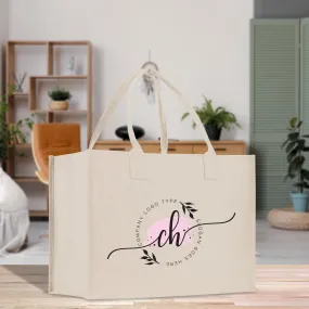 Personalization Initials Company Name Slogan Custom 100% Cotton Canvas Chic Tote Bag for Bridesmaid Anniversary Wedding Day (SDTB1003)
