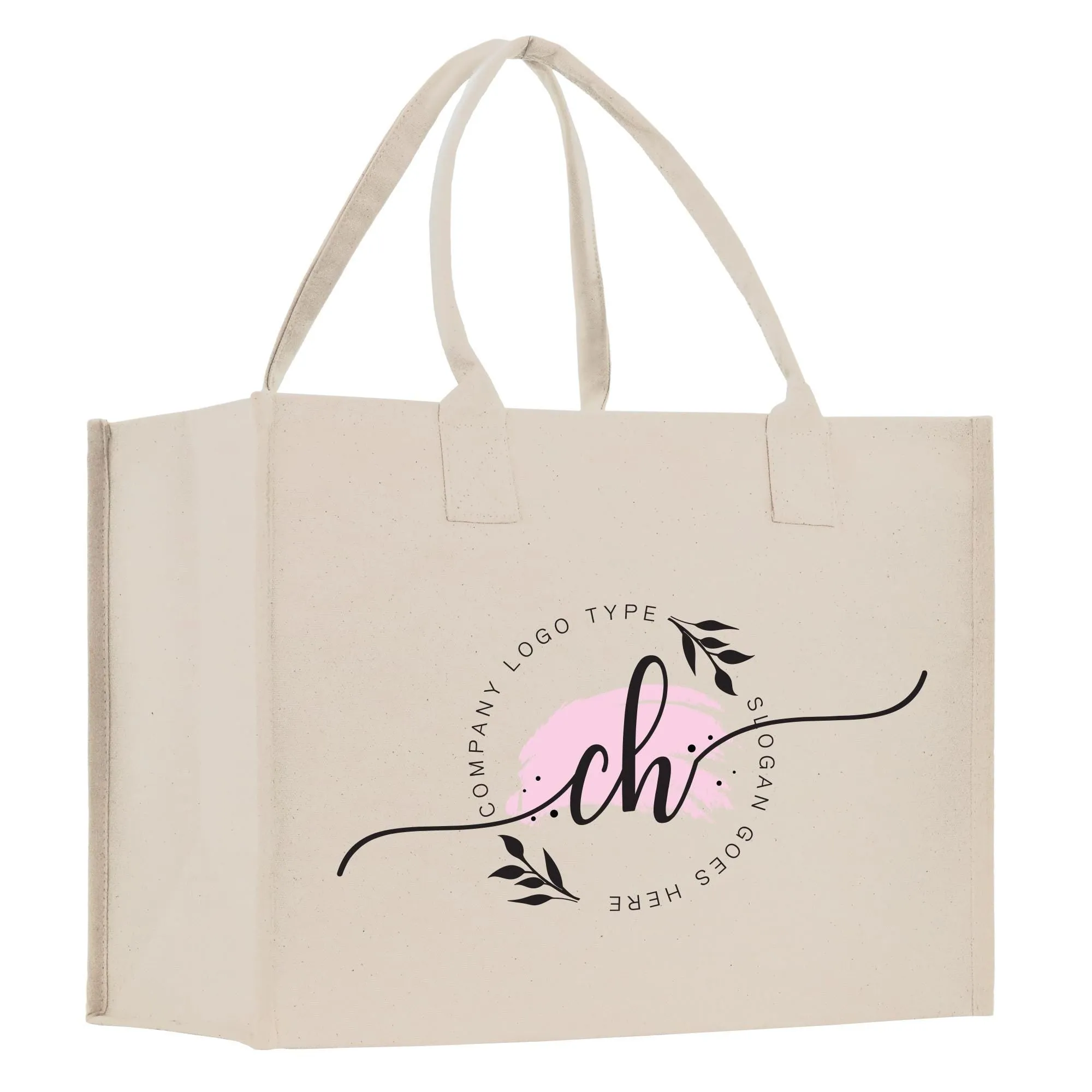 Personalization Initials Company Name Slogan Custom 100% Cotton Canvas Chic Tote Bag for Bridesmaid Anniversary Wedding Day (SDTB1003)