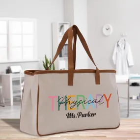 Personalized PT Physical Therapist Name Custom Cotton Canvas Tote Bag Physical Therapist Birthday Gift Graduation Bag (TRTB1010)
