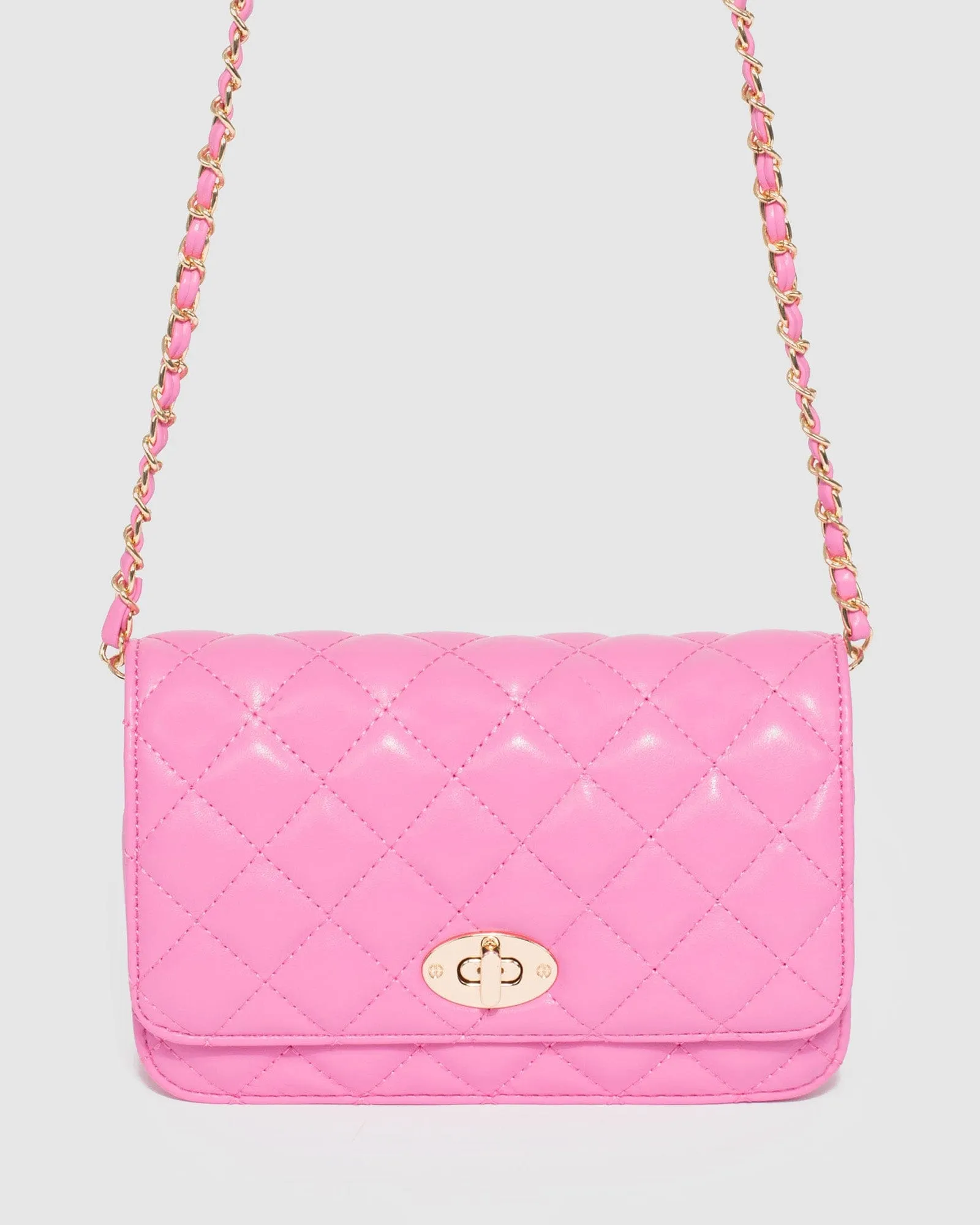 Pink Eboni Quilted Crossbody Bag