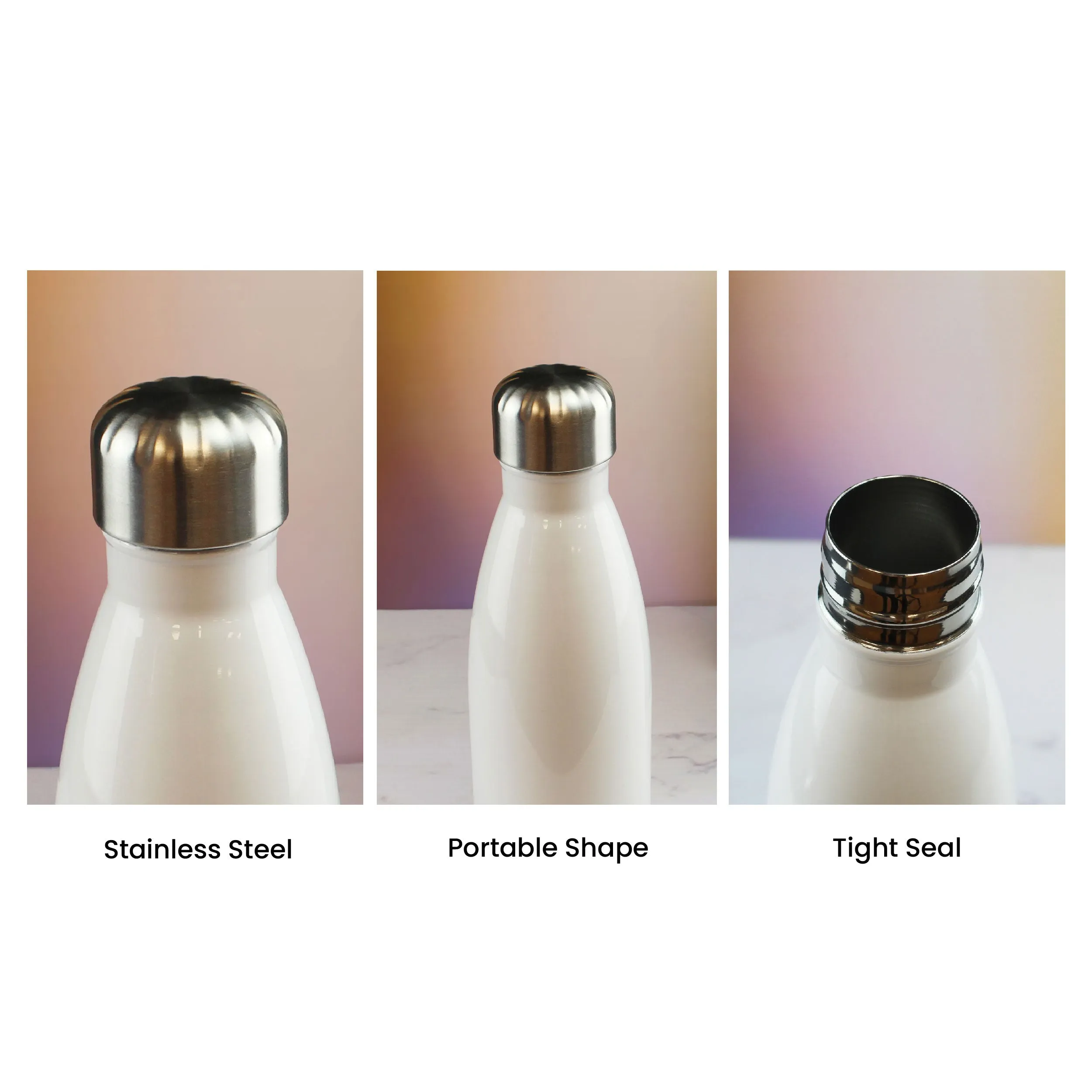 Printed White Thermal Bottle, Any Message, Stainless Steel 350ml/12.3oz