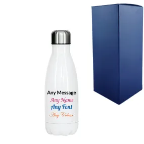 Printed White Thermal Bottle, Any Message, Stainless Steel 350ml/12.3oz