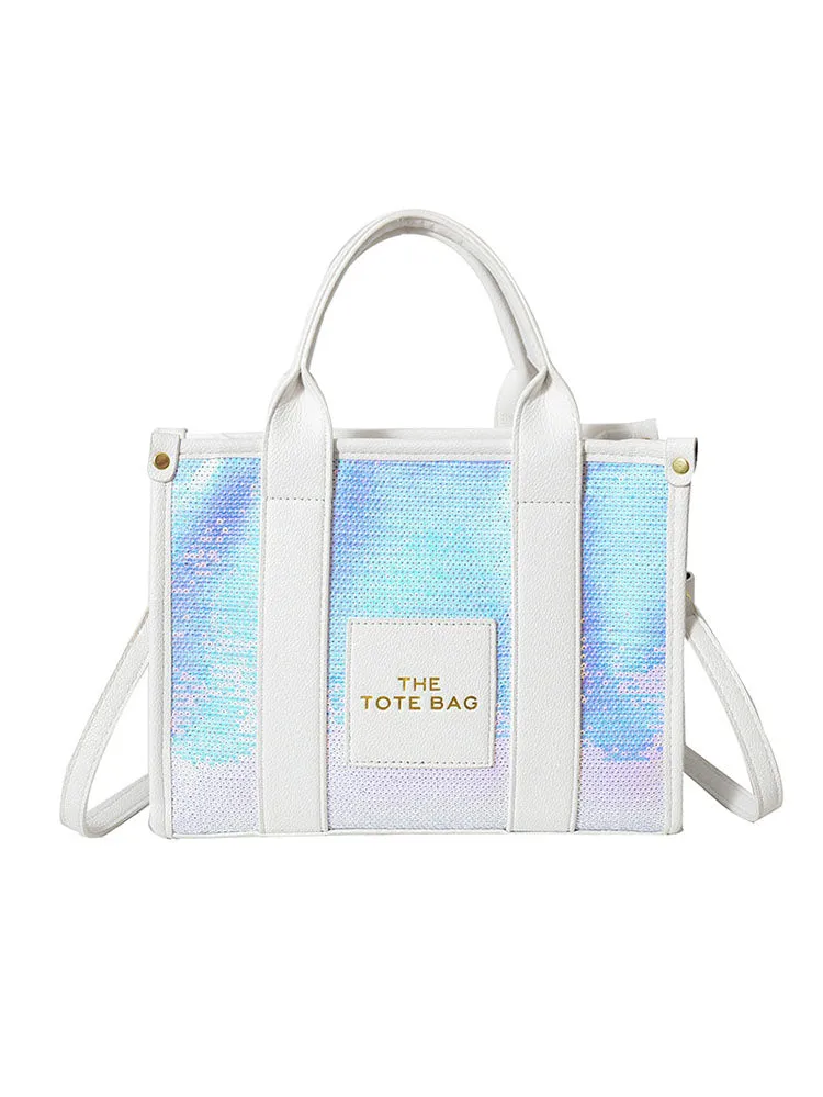 PU Glitter Sequins Versatile Travel Tote Bag