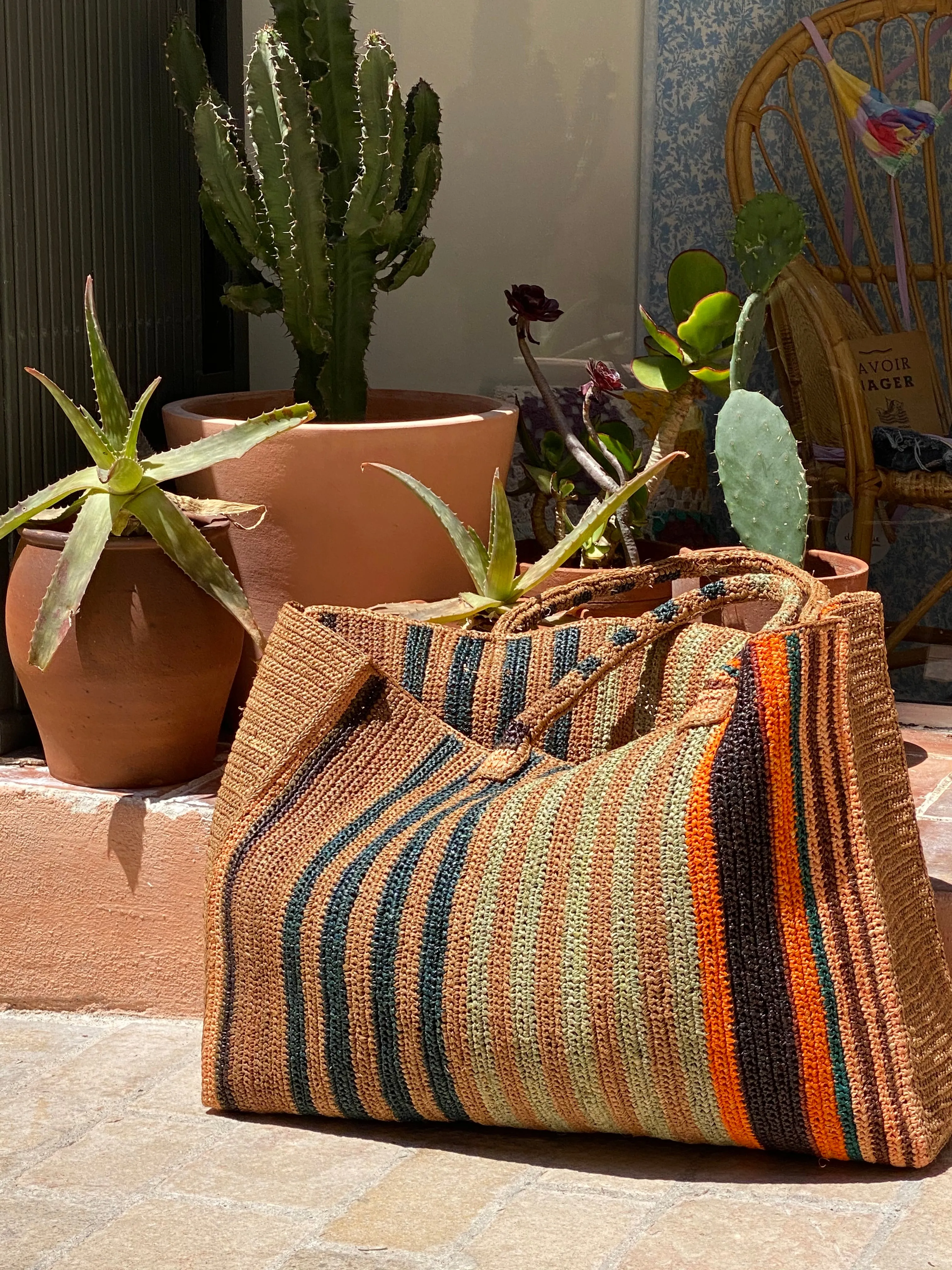 Raffia Bag Weekender Safari Mix
