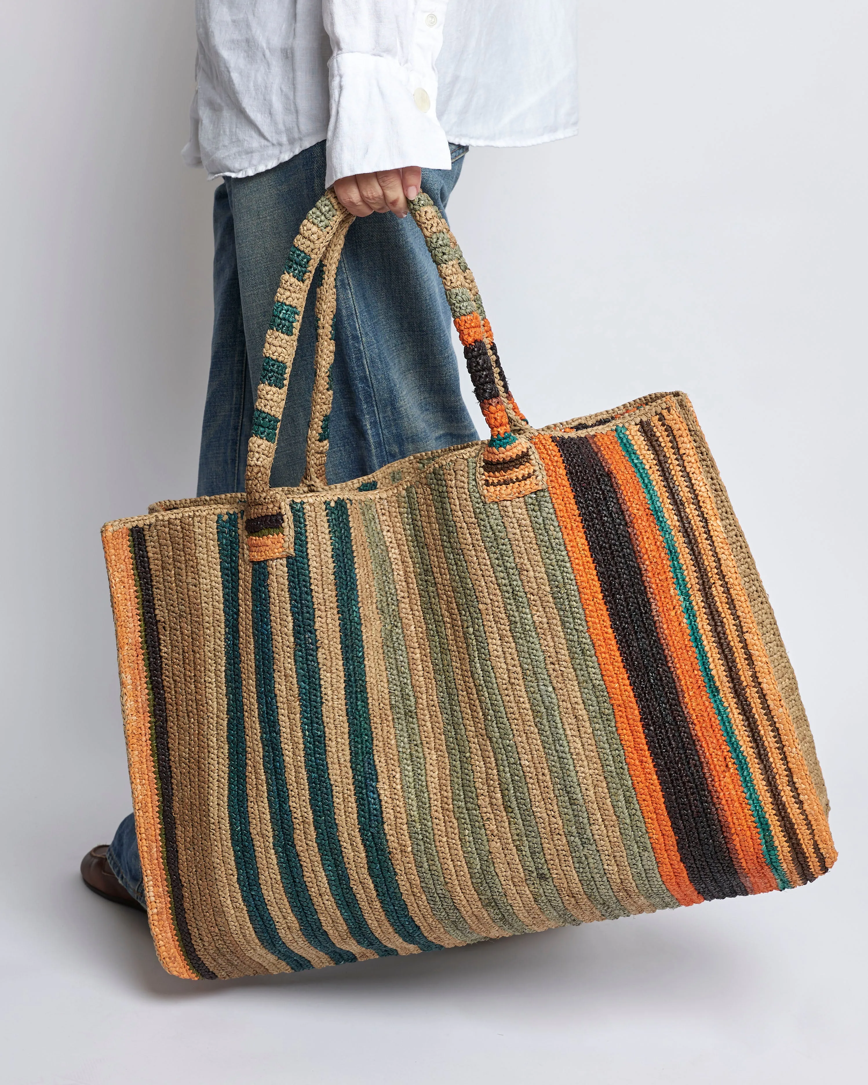 Raffia Bag Weekender Safari Mix