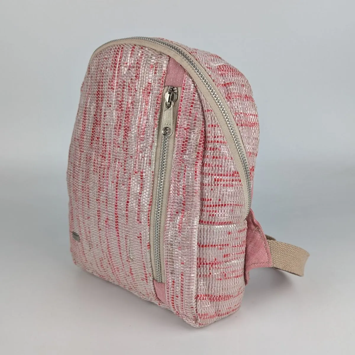 Red White Upcycled Handwoven Bug Pack (BPK0125-005) PS_W