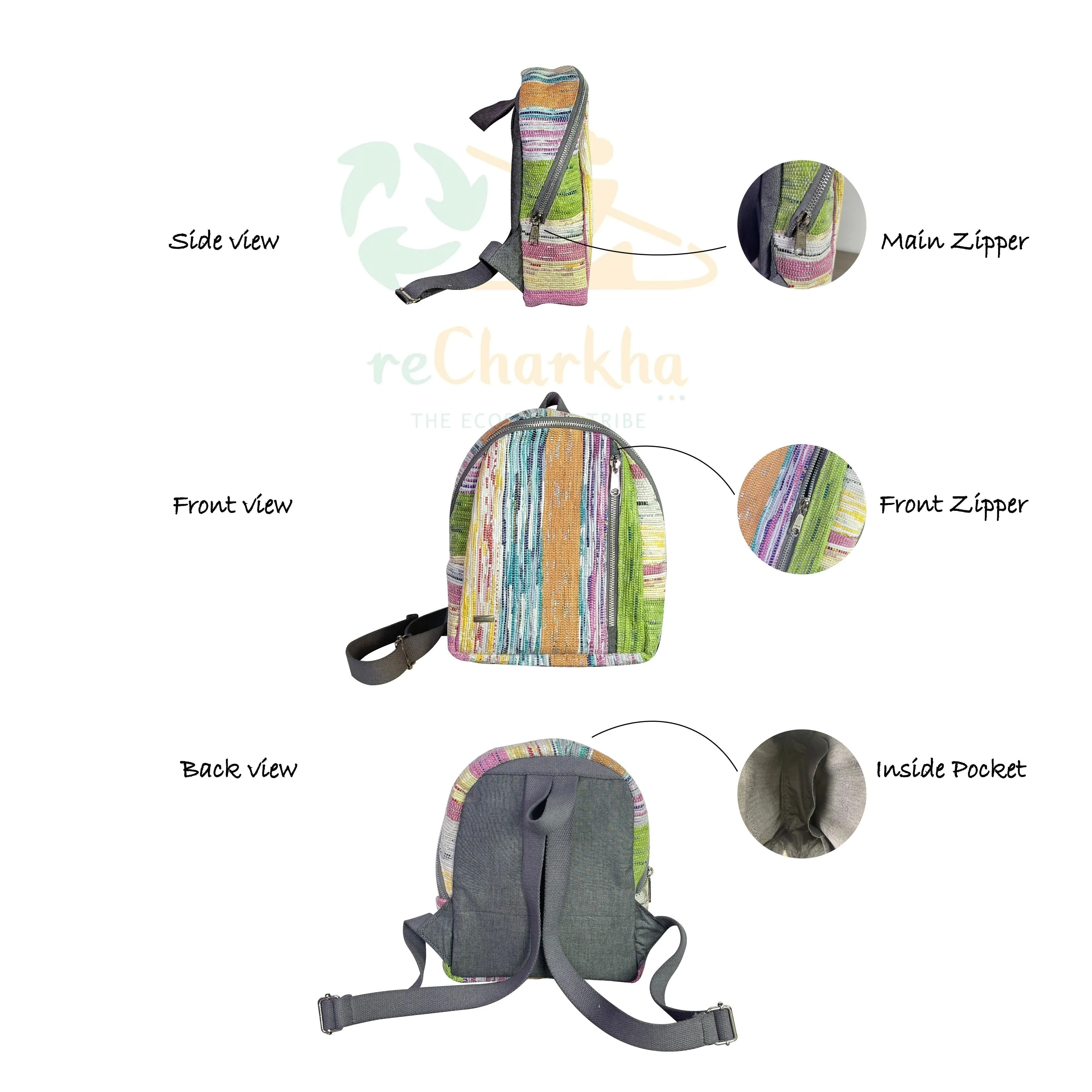 Red White Upcycled Handwoven Bug Pack (BPK0125-005) PS_W