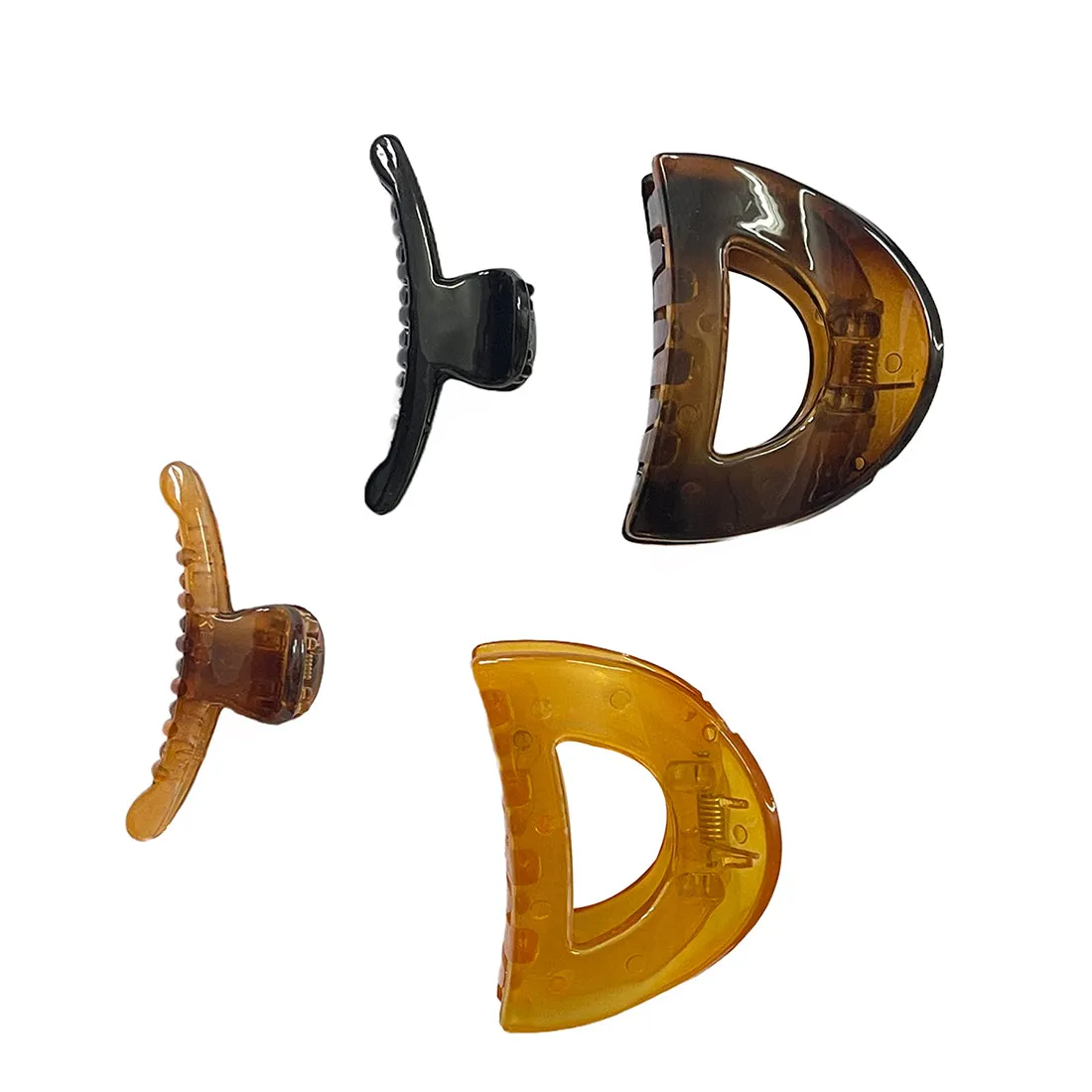 Set Of Four Classic Brown, Orange & Black Claw Clutch Clips