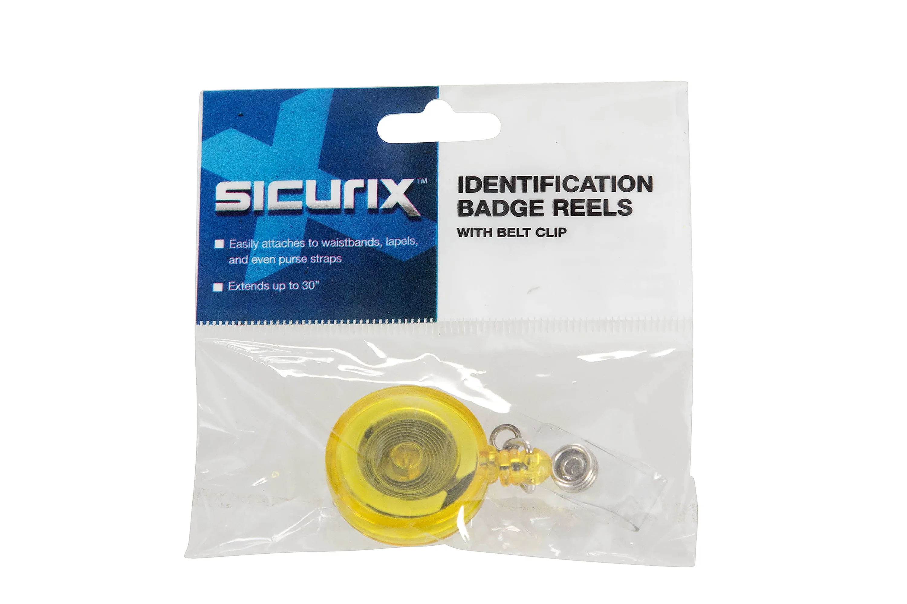 SICURIX Standard ID Badge Reel Round Belt Clip Strap Yellow (68857)