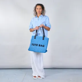 Simple crocheted tote bags with "TOTE BAG" print wholesale