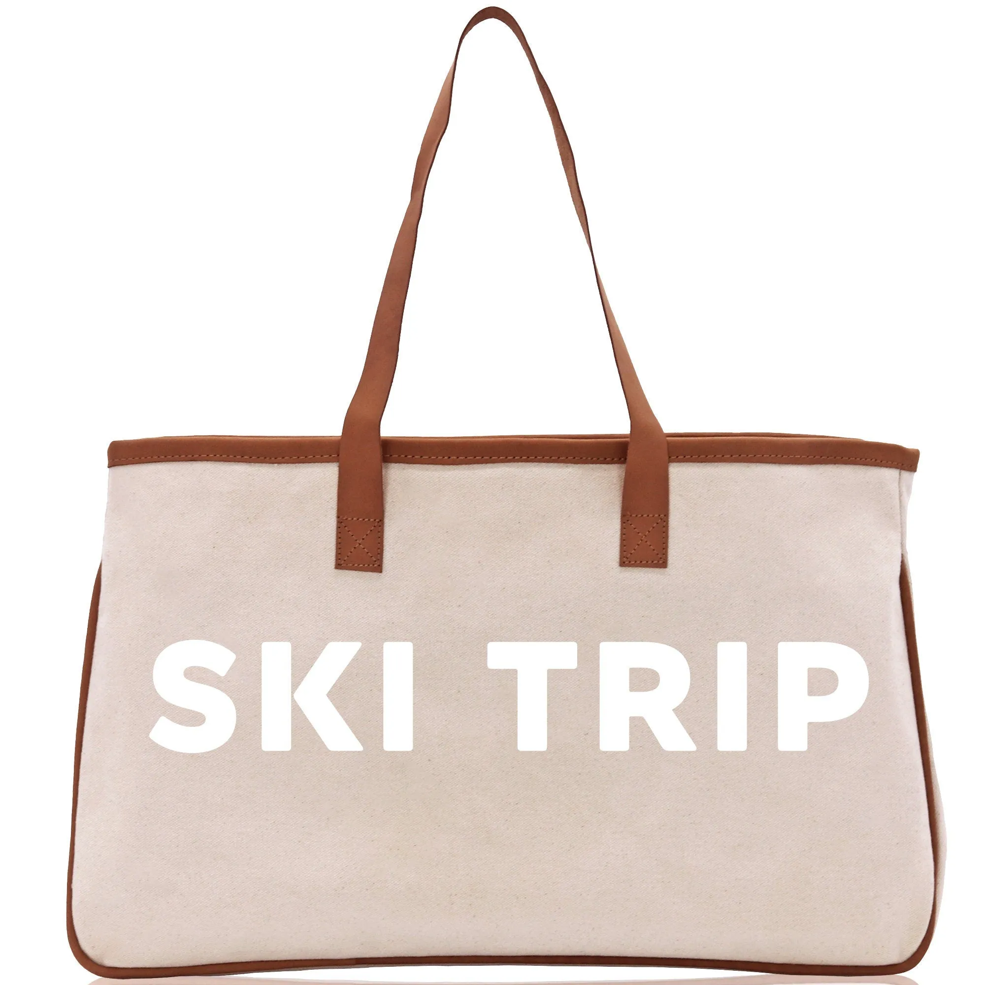 Ski Trip Cotton Canvas Chic Beach Tote Bag Multipurpose Tote Weekender Tote Gift for Her Outdoor Tote Vacation Tote Large Beach Bag