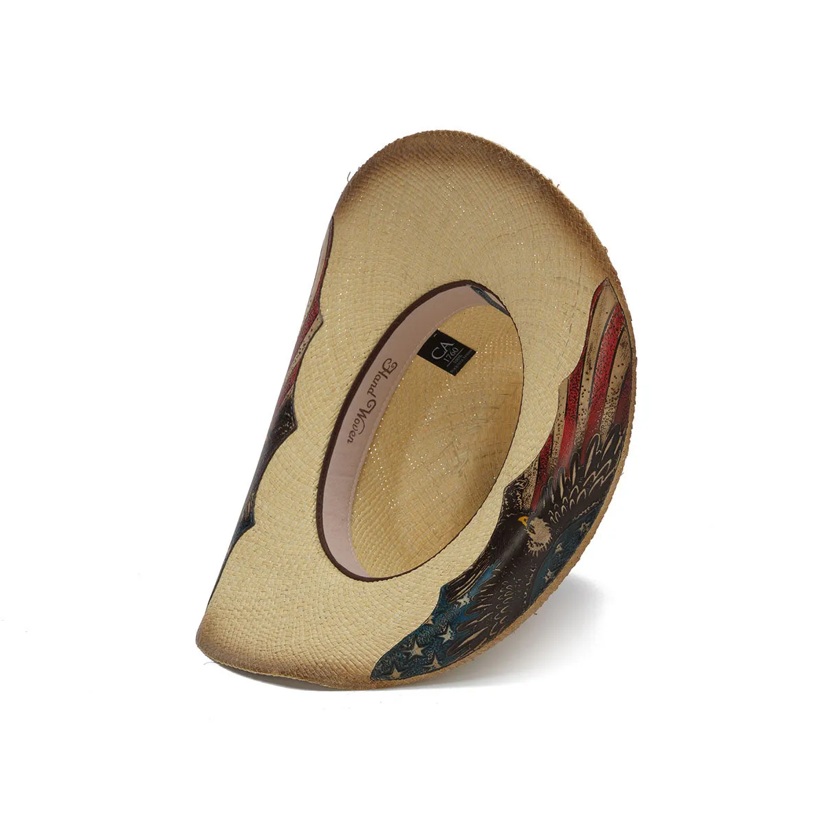 Straw Cowboy Hat with Flag Print