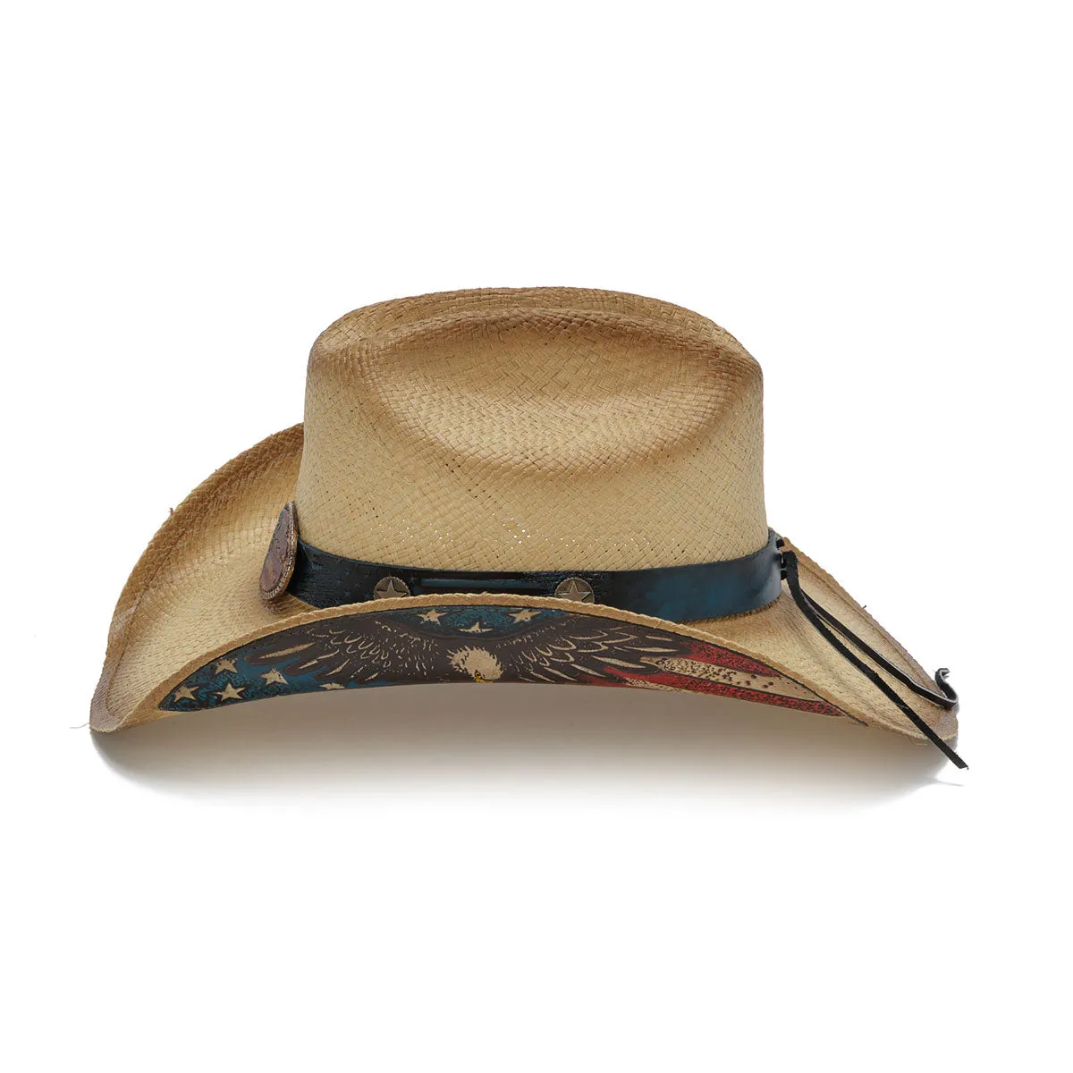Straw Cowboy Hat with Flag Print
