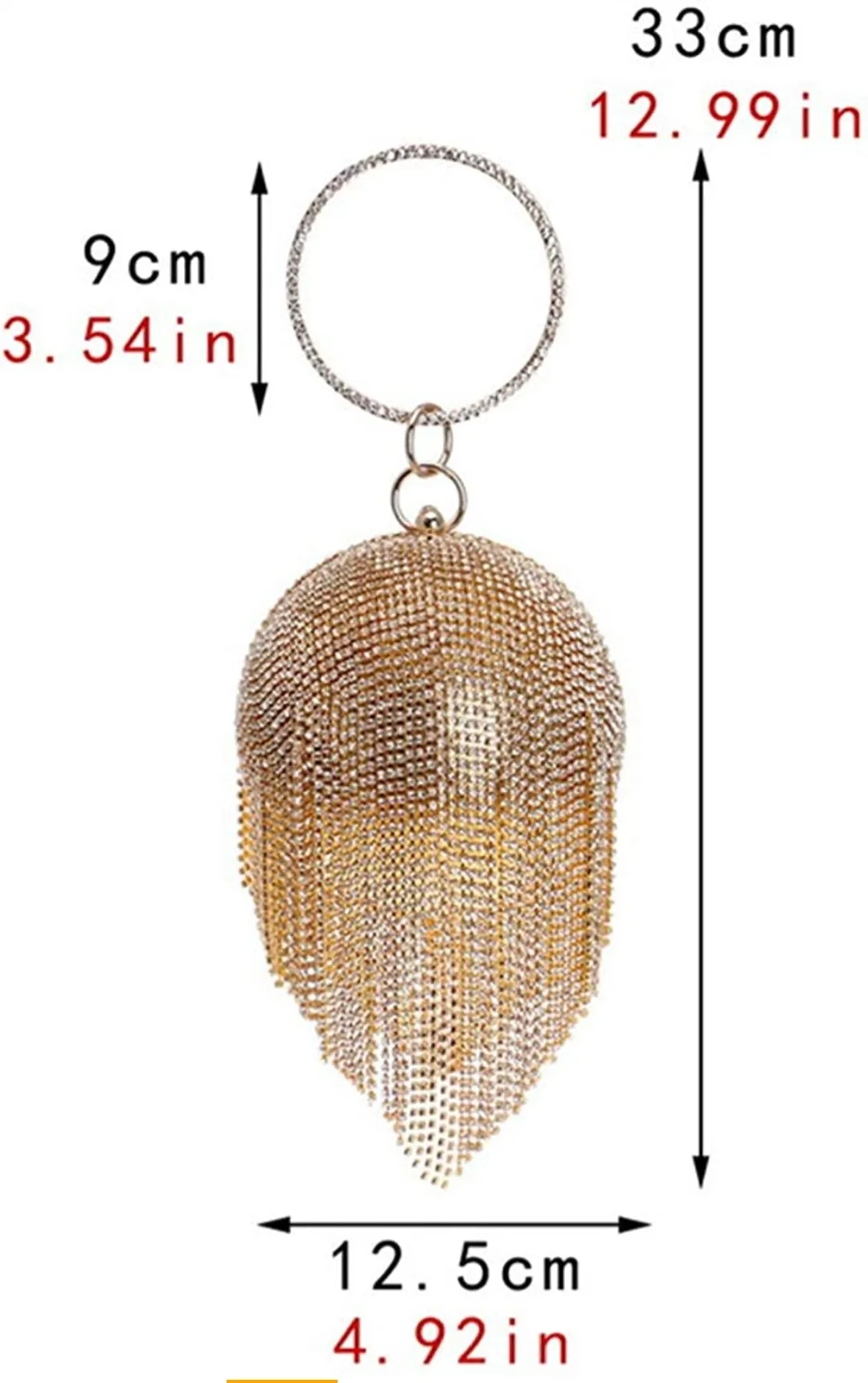 Tassel Crystal- Round Shape Rhinestone Evening Wristlet Clutch