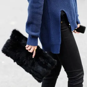 Trendy Faux Fur clutch/ handbag