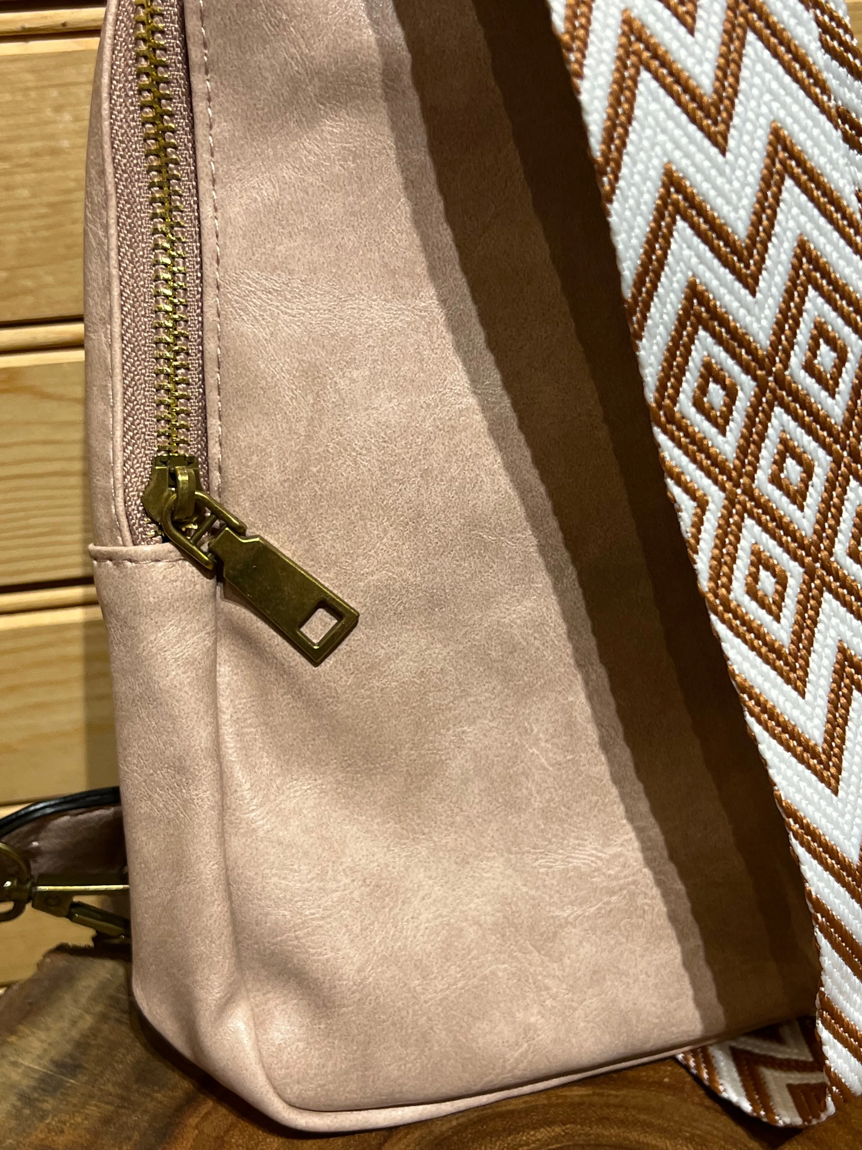 Vegan Leather Sling Bag - Light Pink