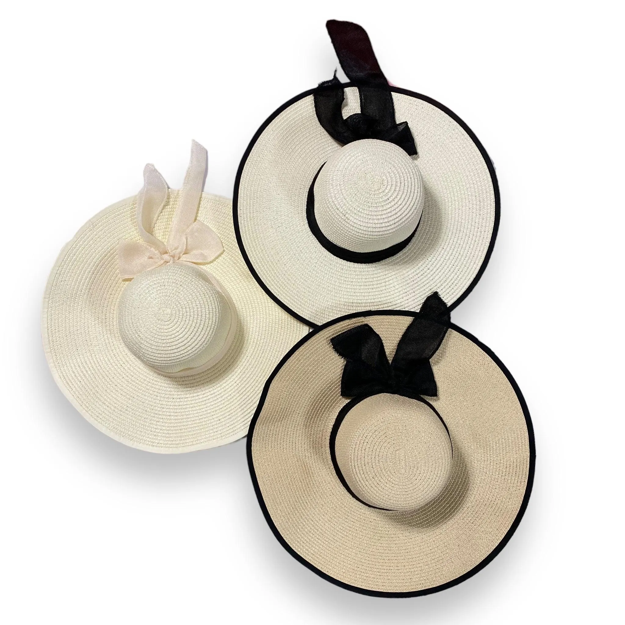 Wide Brim Linen Bow Sun Hats