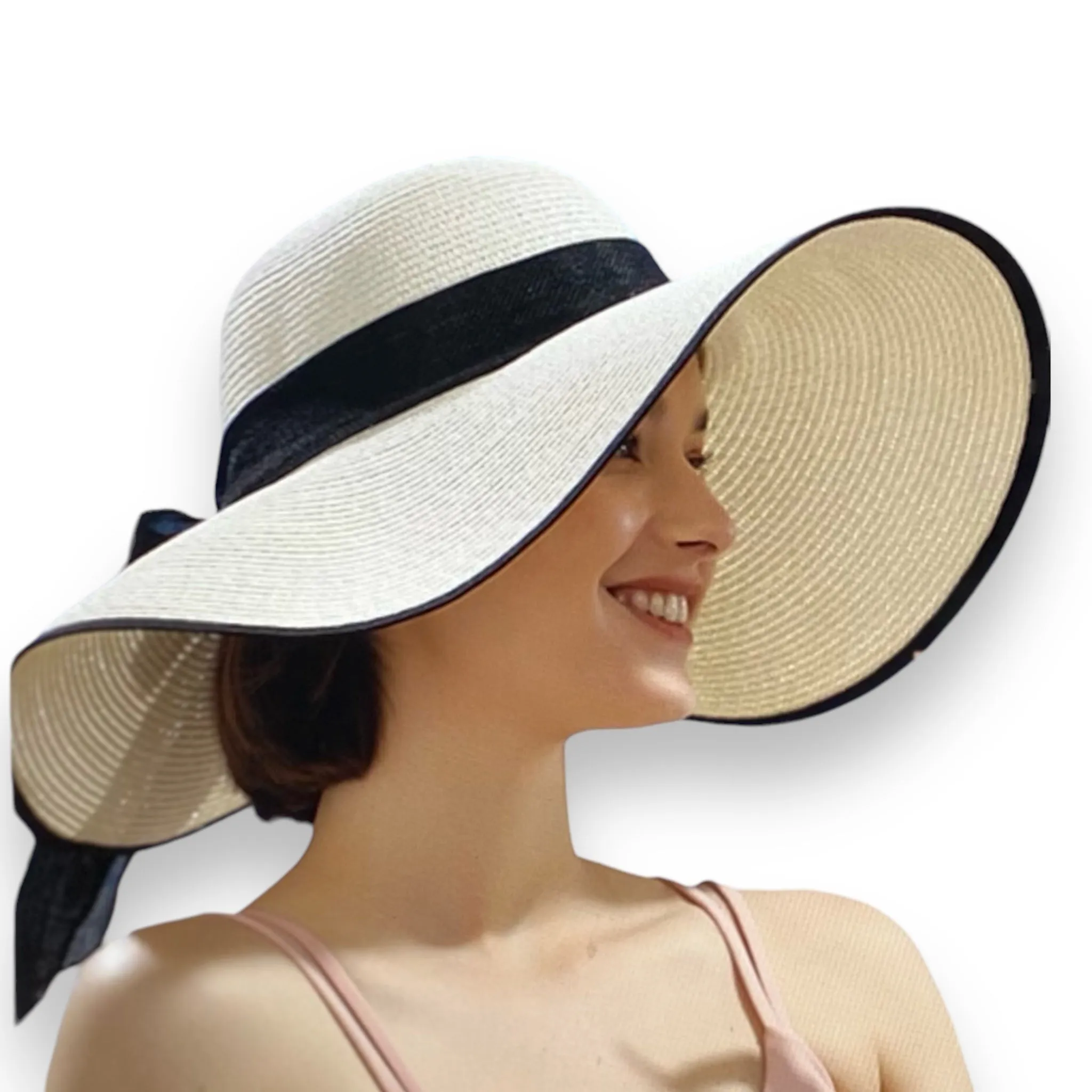 Wide Brim Linen Bow Sun Hats