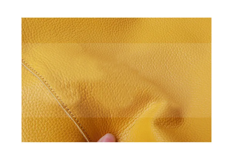 Women Luxury Bag Casual Tote Female Lemon Yellow Cowhide Genuine Leather