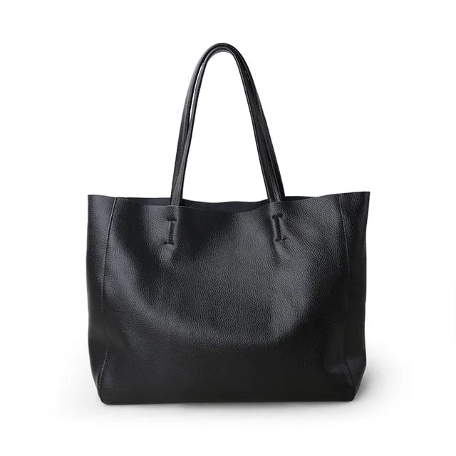 Women Luxury Bag Casual Tote Female Lemon Yellow Cowhide Genuine Leather